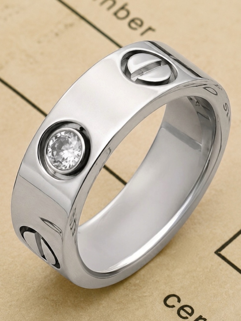 Platinum Love Screwdriver Ring Nail Stones Stainless Steel